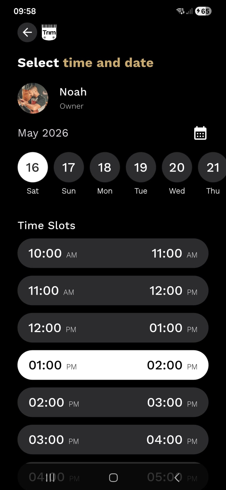 trim calendar view